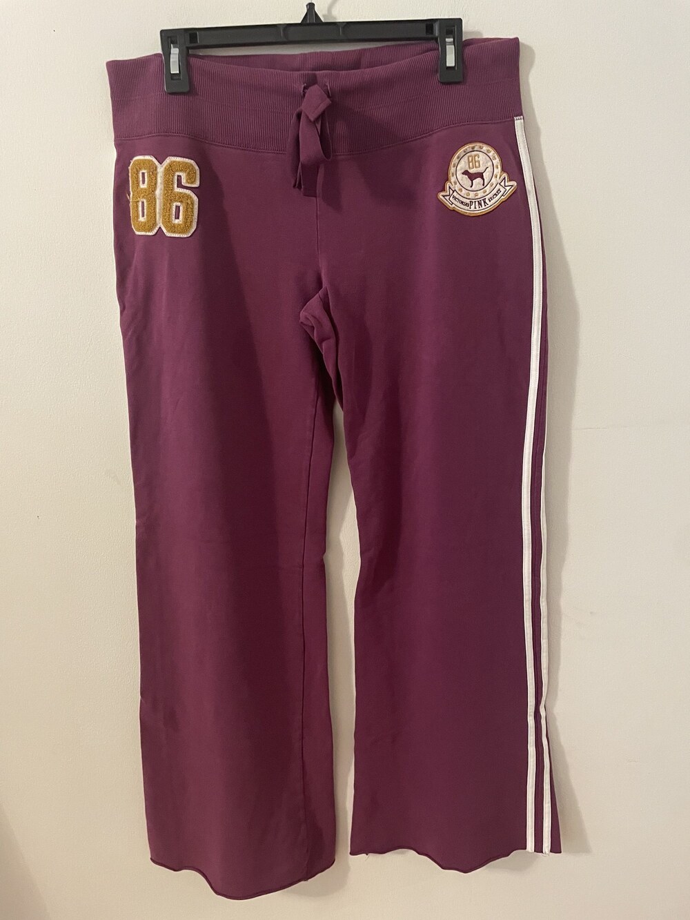 Victoria's Secret PINK Boyfriend Wide Leg Sweatpants w 86 Patch Size  Large